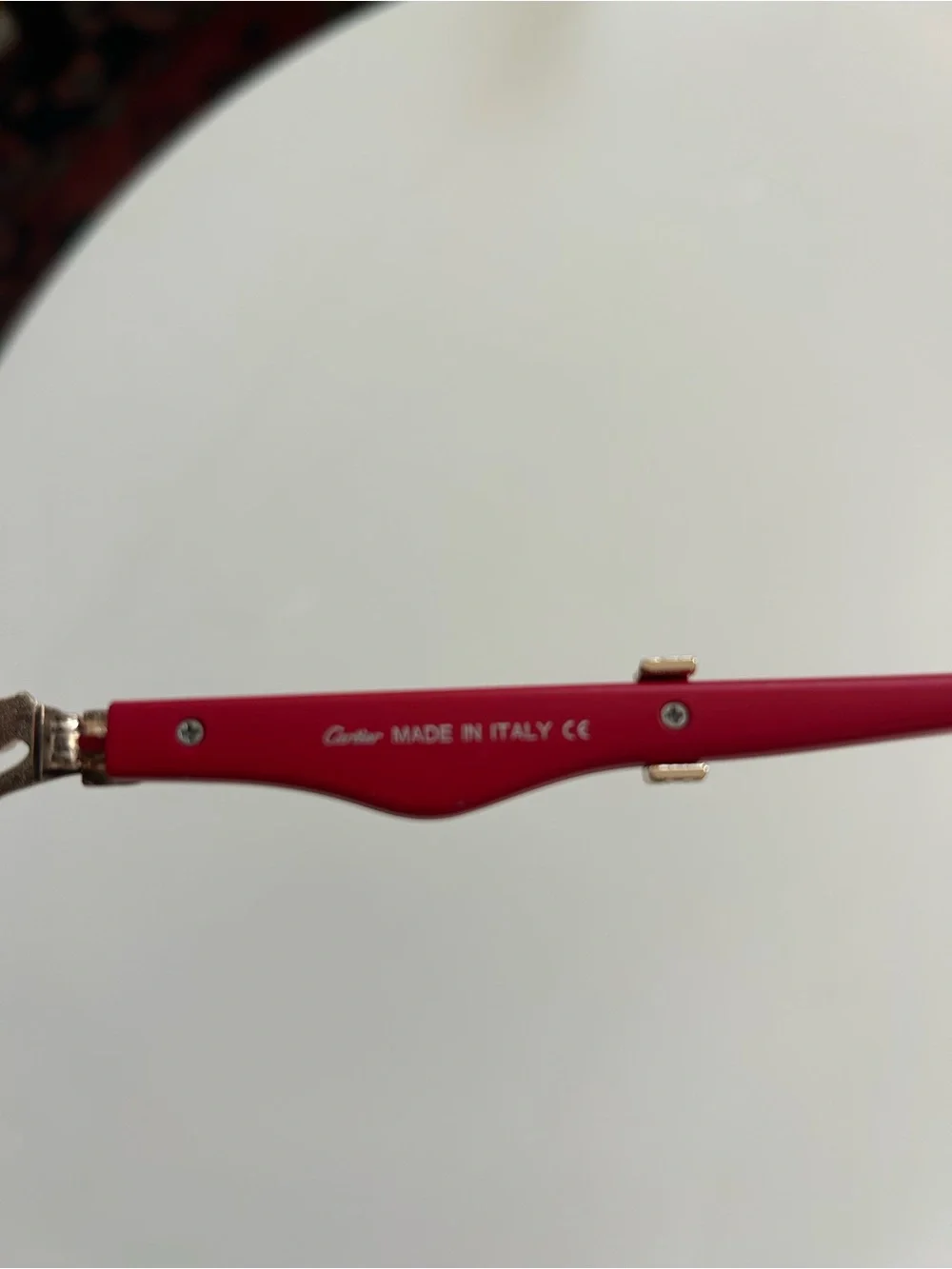 Men’s Rimless Sunglasses — Black Lenses with Red & Gold Accents